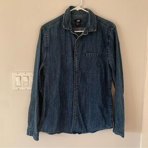 H&M Blue Denim Shirt Mens Meduim M Long Sleeve Shirt Top Western